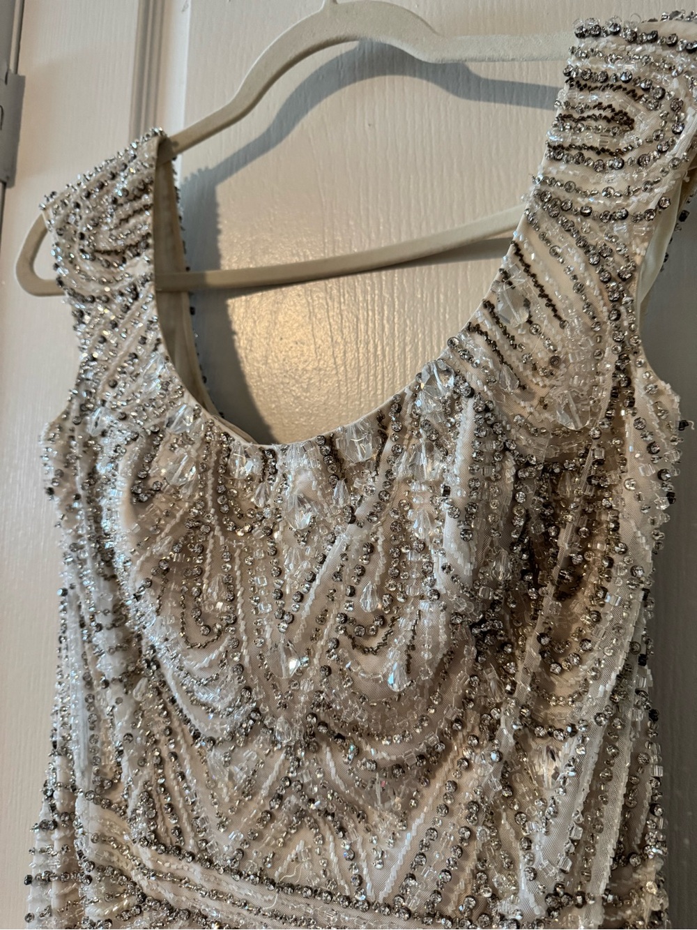 Ysa Makino Ivory Beaded Bridal Dress with Crystal Accents